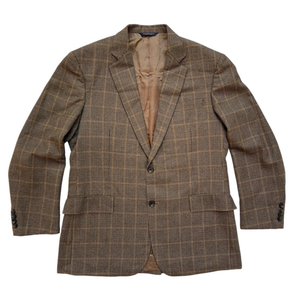 Brooks Brothers 1818 Madison Ethomas Brown Plaid Sport Coat Blazer Sz 42r